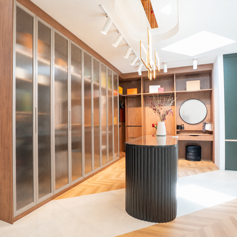 Custom Aluminium Doors Fluted Glass