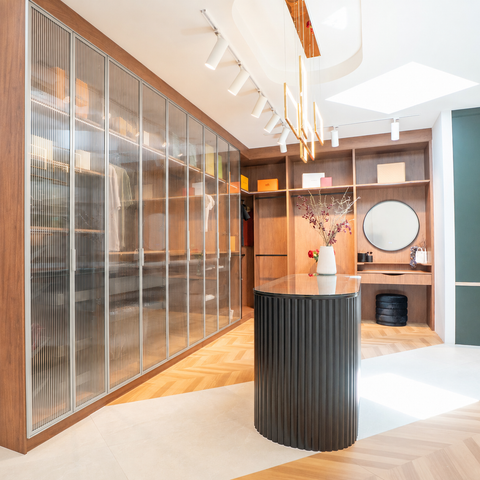 Custom Aluminium Doors Fluted Glass